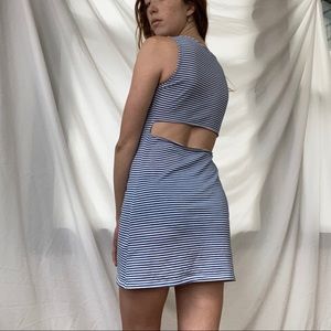 Striped t shirt dress with back cutout